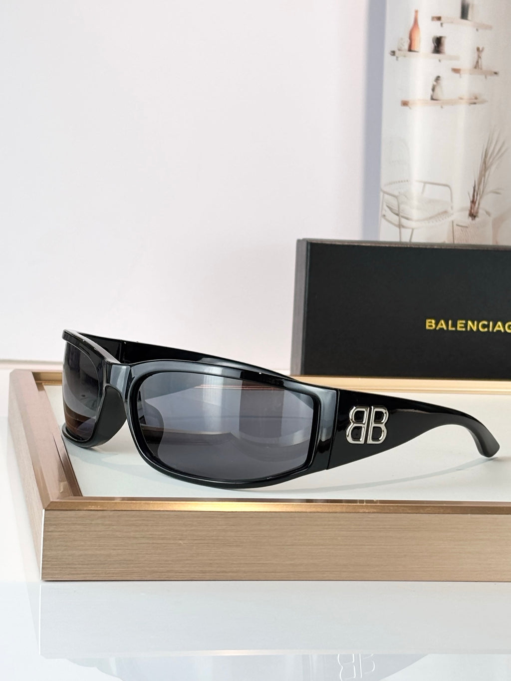 Balenciaga BB0458 Black & Rose Gold Designer Sunglasses