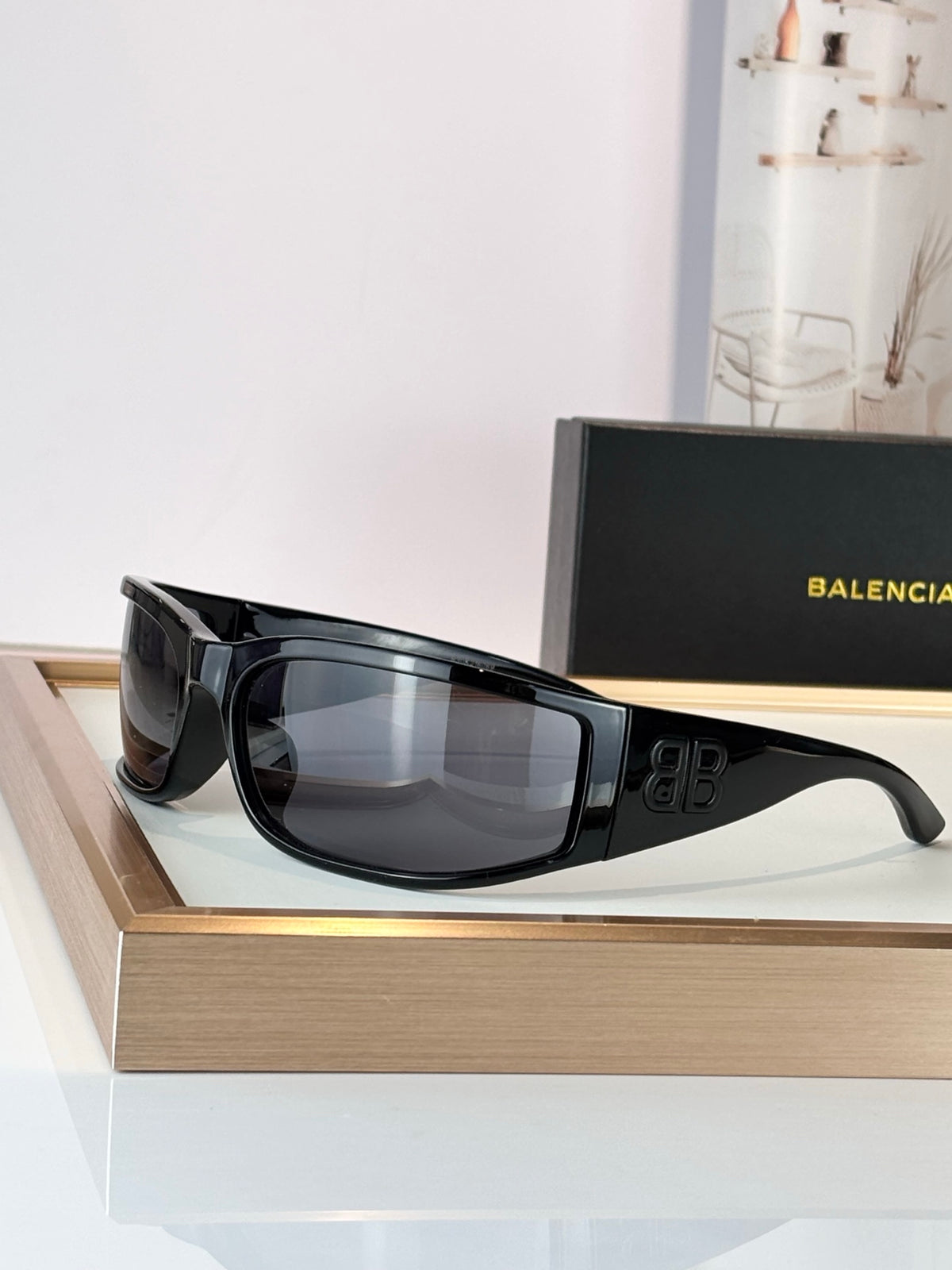 Balenciaga BB0458 Black & Rose Gold Designer Sunglasses - detail image 3