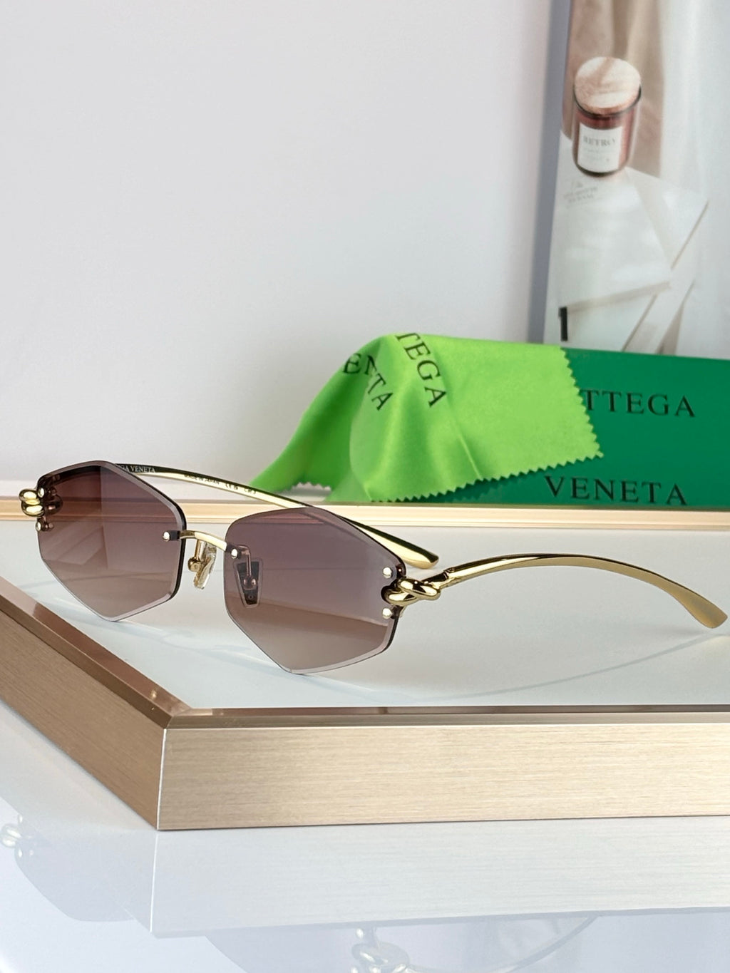Bottega Veneta BV1435S Green Designer Sunglasses 58-12-145 mm Edition 2 - detail image 5