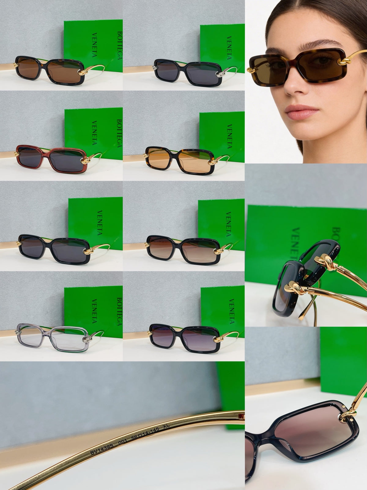 Bottega Veneta BV1439S Green Designer Sunglasses 56-14-145 mm Edition 4