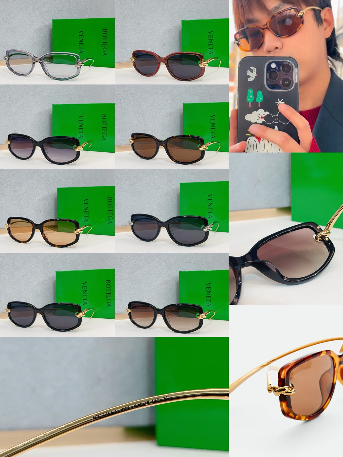 Bottega Veneta BV1440S Green Designer Sunglasses 55-17-145 mm Edition 2