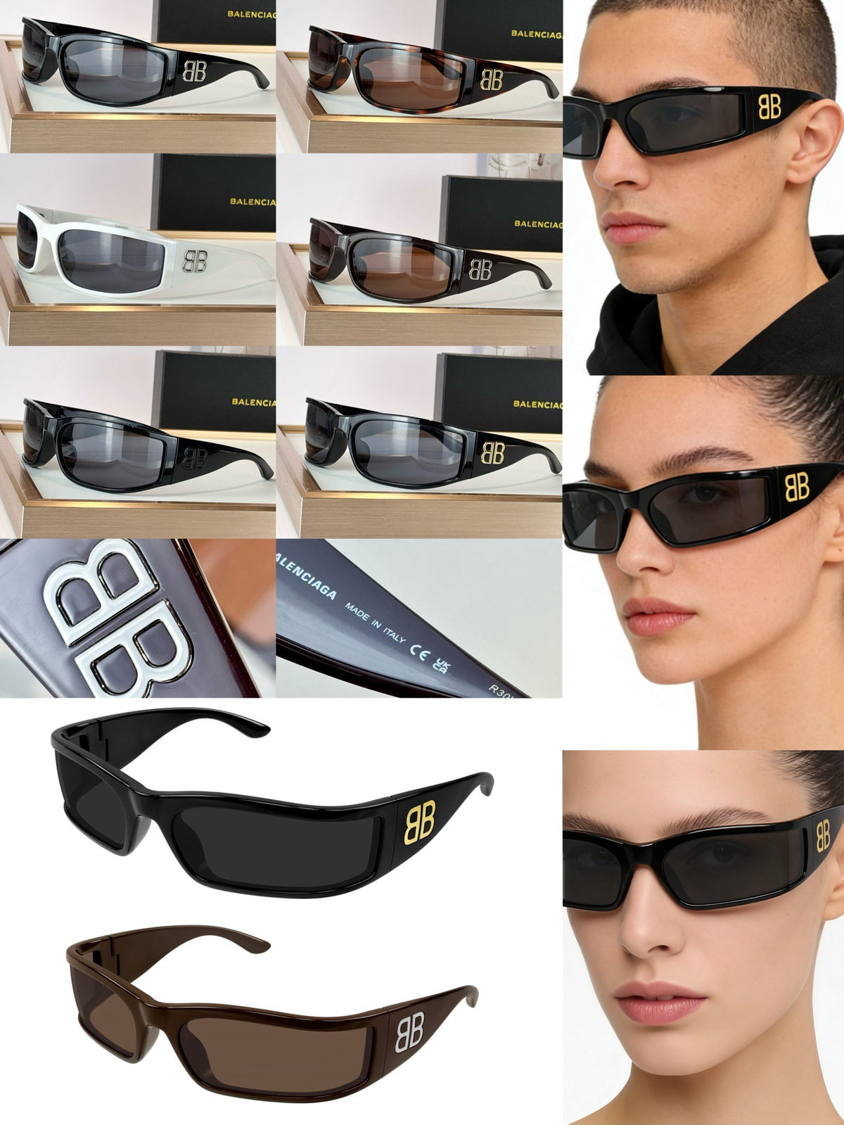 Balenciaga BB0458 Black & Rose Gold Designer Sunglasses - detail image 9