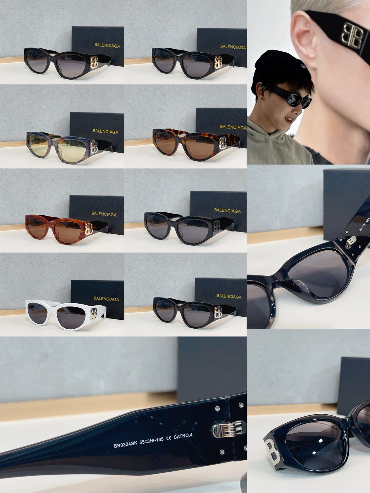 Balenciaga BB0324SK Black & Blue Designer Sunglasses 55-19-125 mm