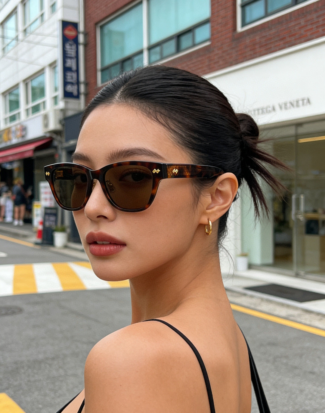 Bottega Veneta BV1402SK Black & Orange Designer Sunglasses 55-19-145 mm - detail image 9