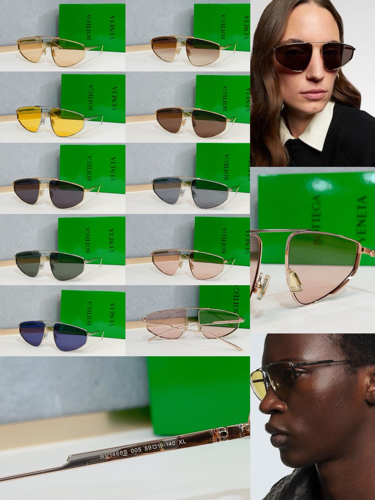 Bottega Veneta BV1466S Green Designer Sunglasses 59-18-140 mm