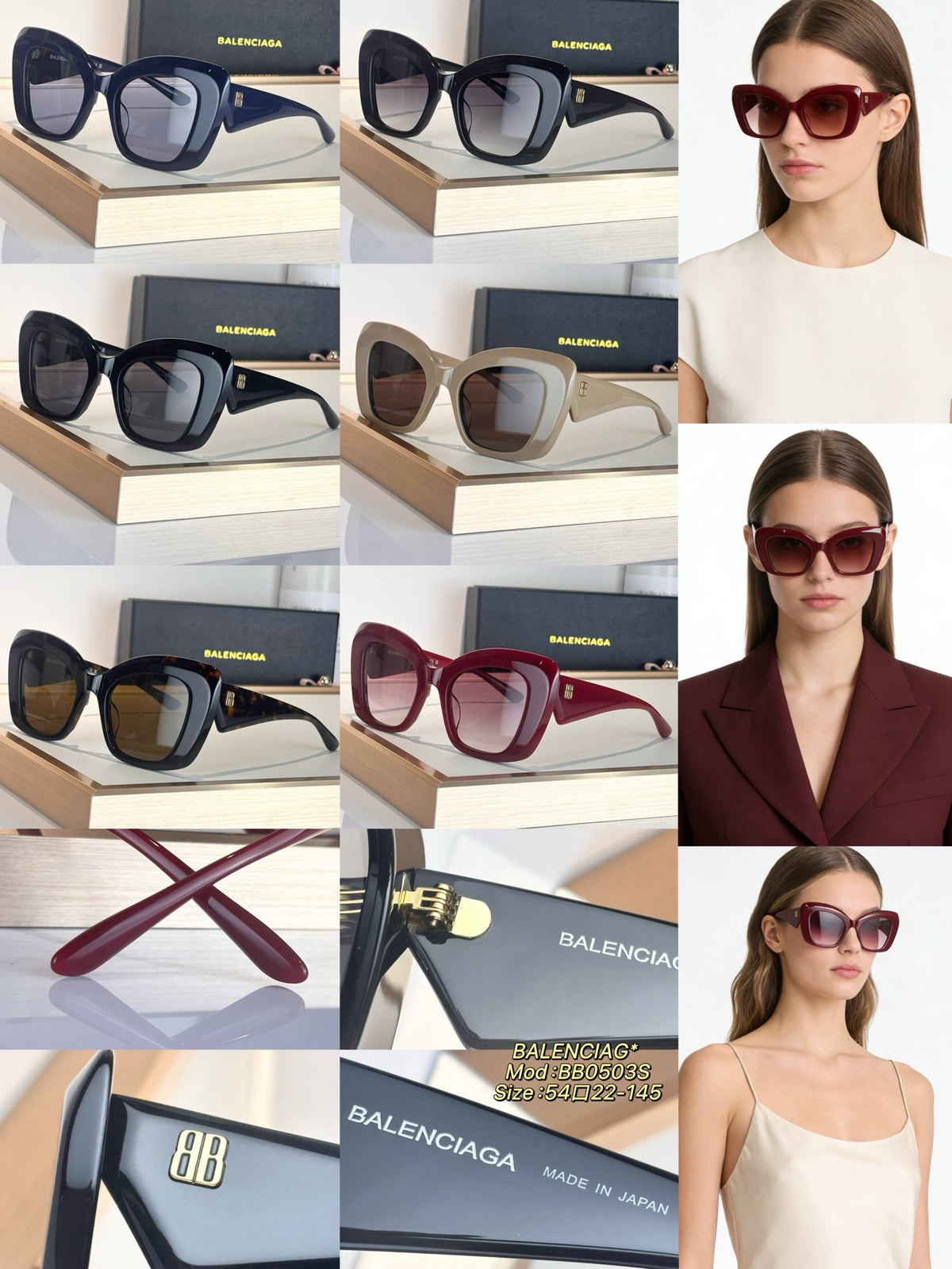 Balenciaga BB0503S Black Designer Sunglasses 54-22-145 mm - detail image 9