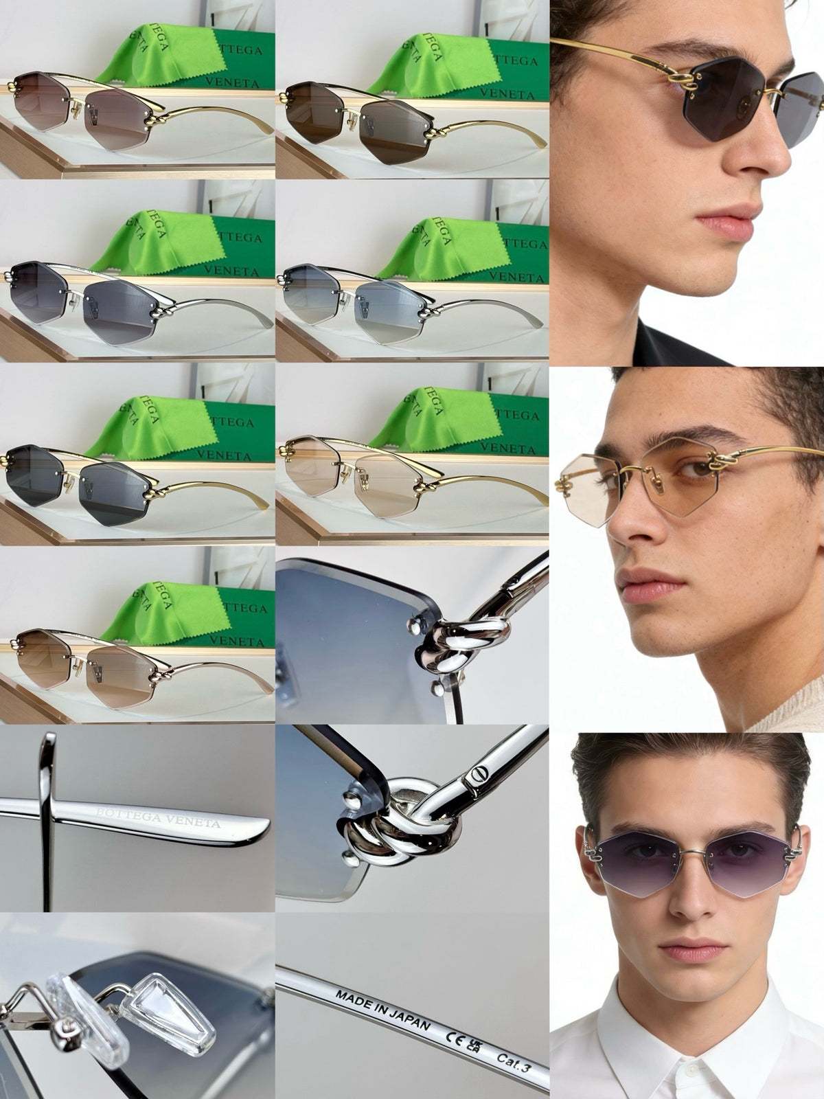 Bottega Veneta BV1435S Green Designer Sunglasses 58-12-145 mm Edition 2 - detail image 9