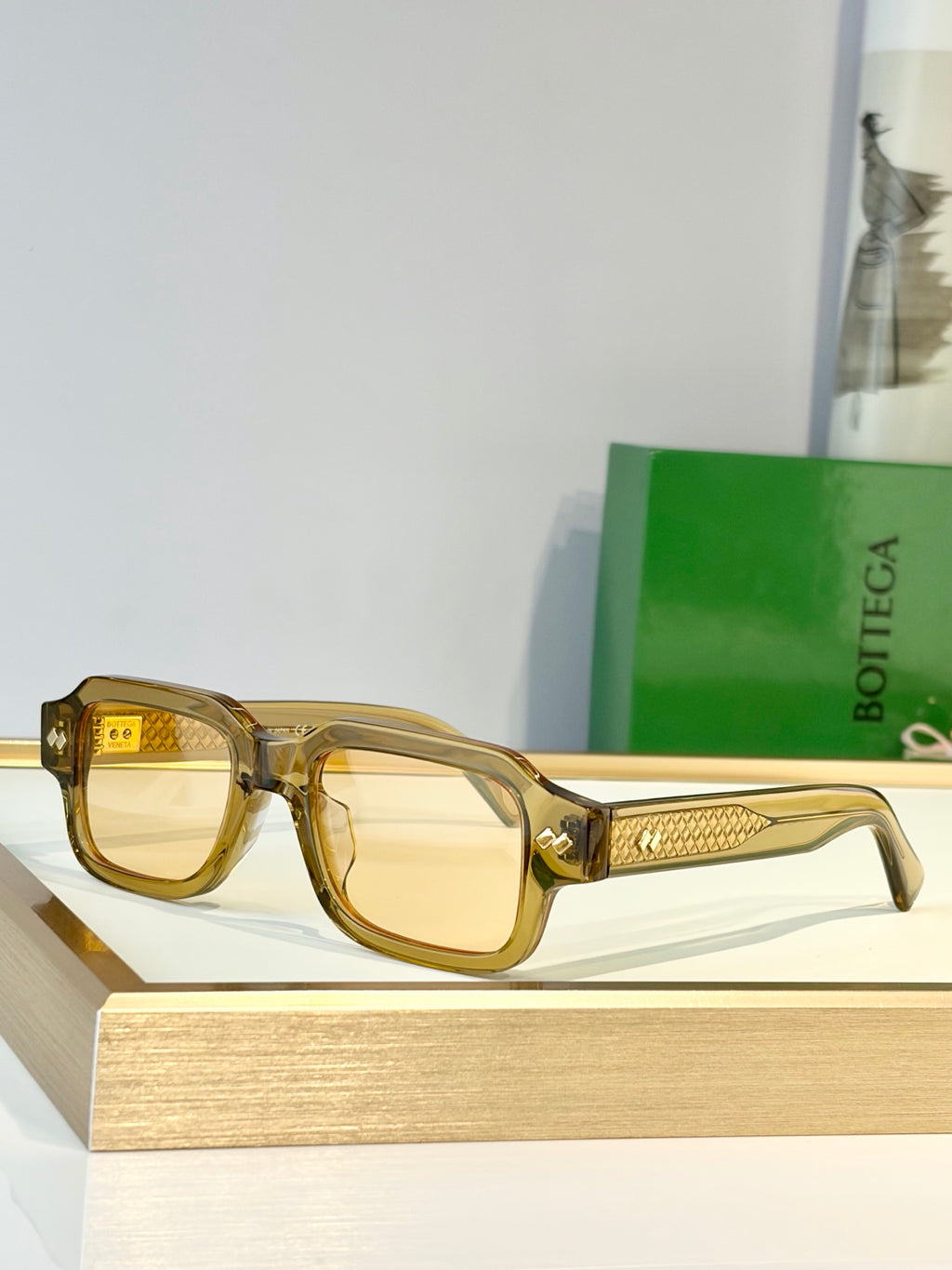 Bottega Veneta BV1442S Gold & Green Designer Sunglasses 51-20-148 mm - detail image 4
