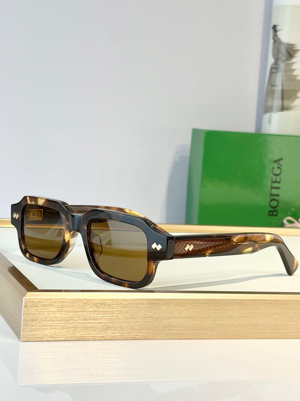 Bottega Veneta BV1442S Gold & Green Designer Sunglasses 51-20-148 mm - detail image 2