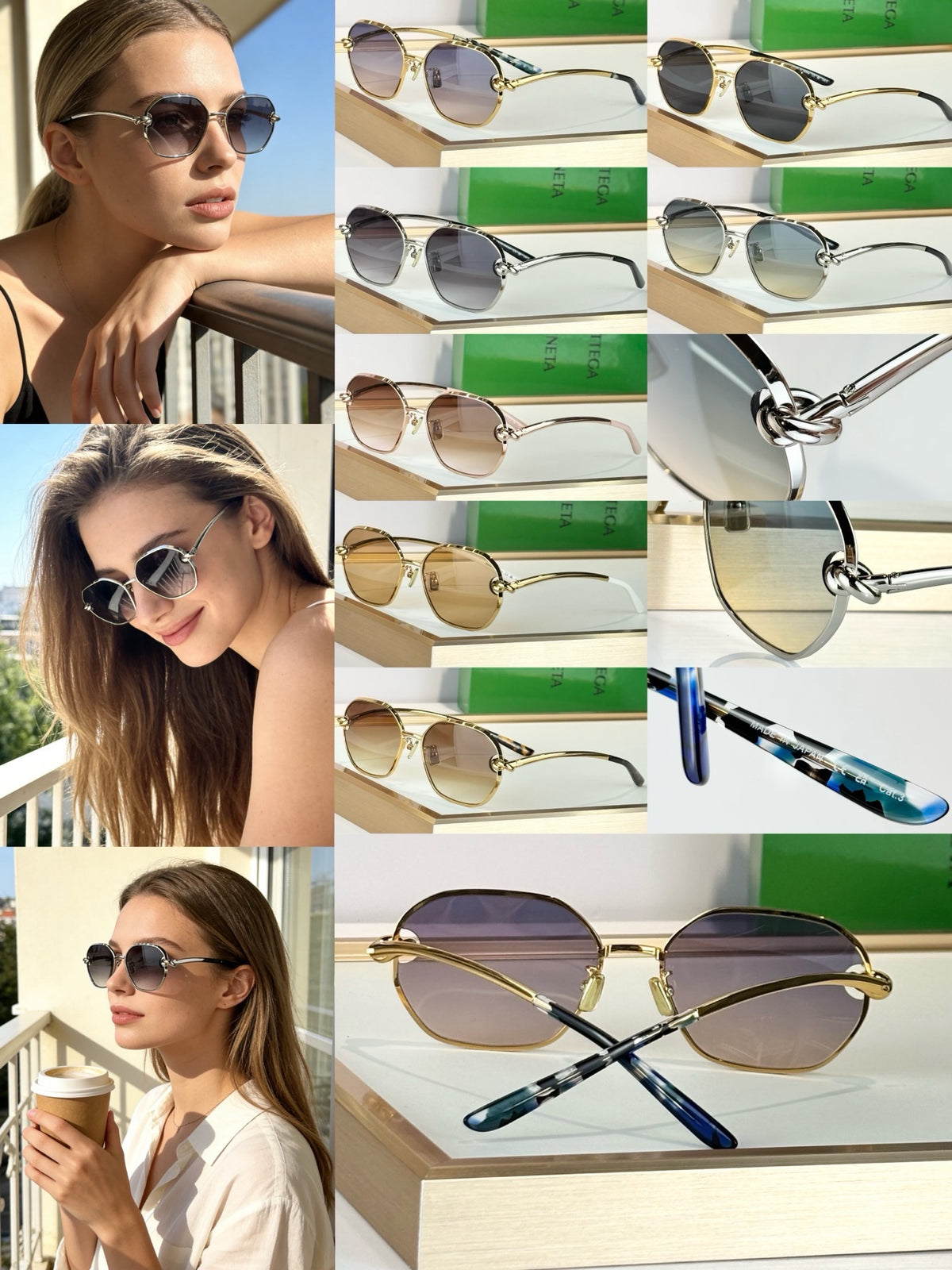 Bottega Veneta BV40073U Green Designer Sunglasses 59-18-142 mm - detail image 10