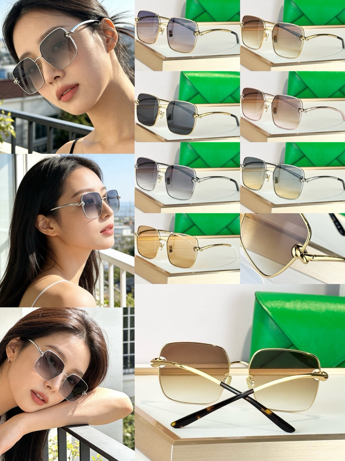 Bottega Veneta BV40074U Green Designer Sunglasses 58-18-142 mm - detail image 10