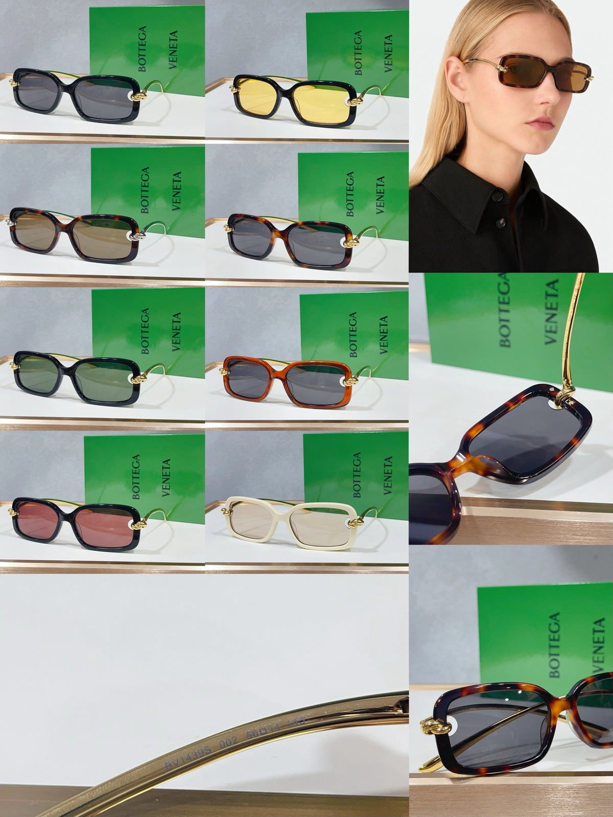 Bottega Veneta BV1439S Green Designer Sunglasses 56-14-145 mm - detail image 2