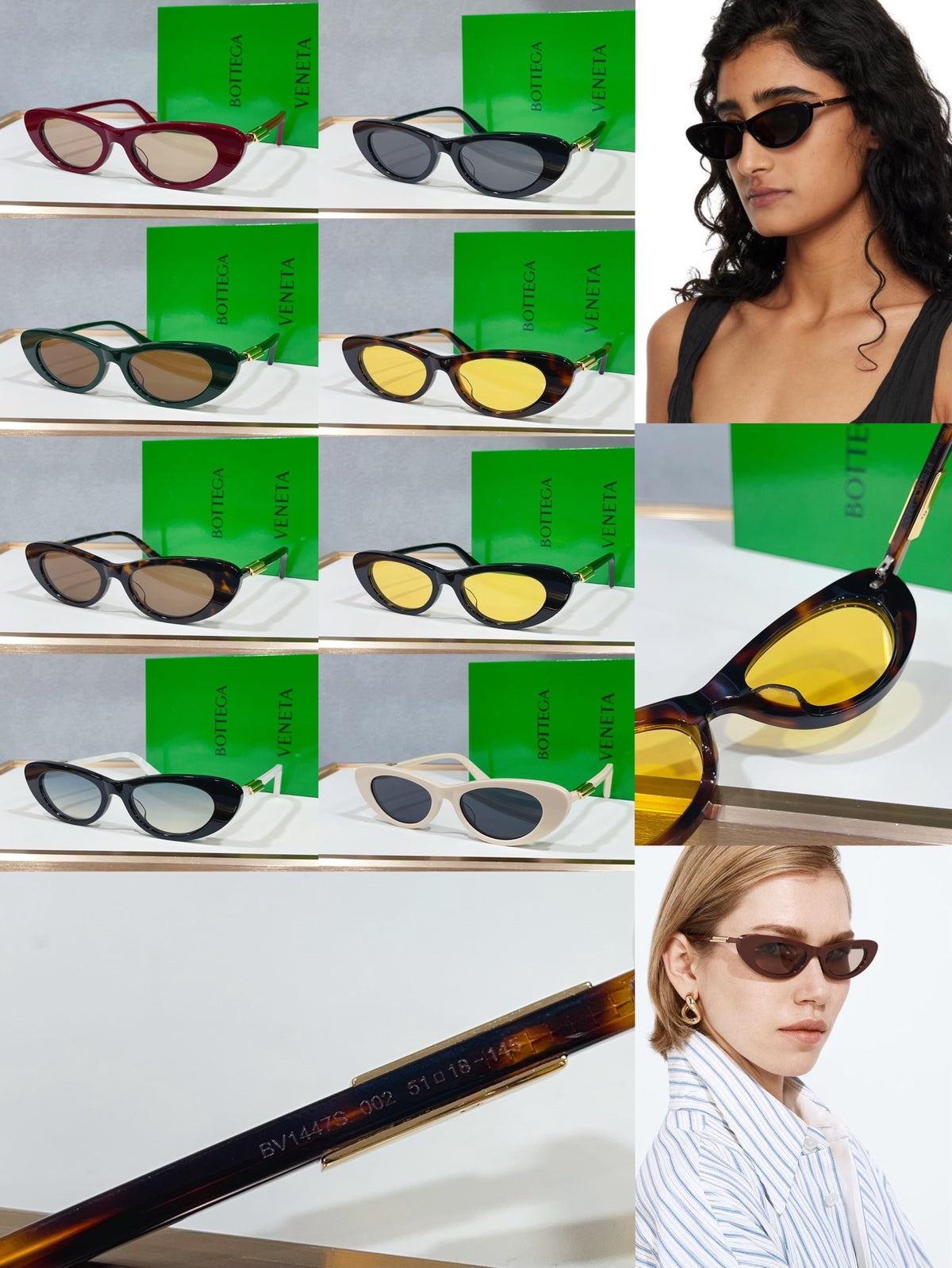 Bottega Veneta BV1447S Green Designer Sunglasses 51-18-145 mm