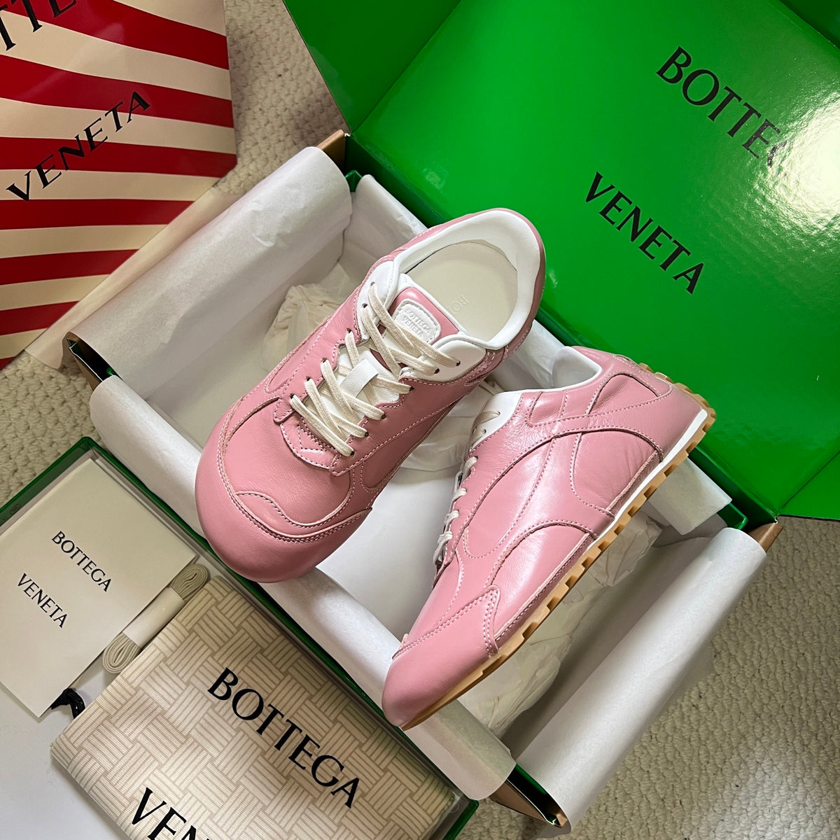 Bottega Veneta Green & Red Designer Shoes EU 35-45