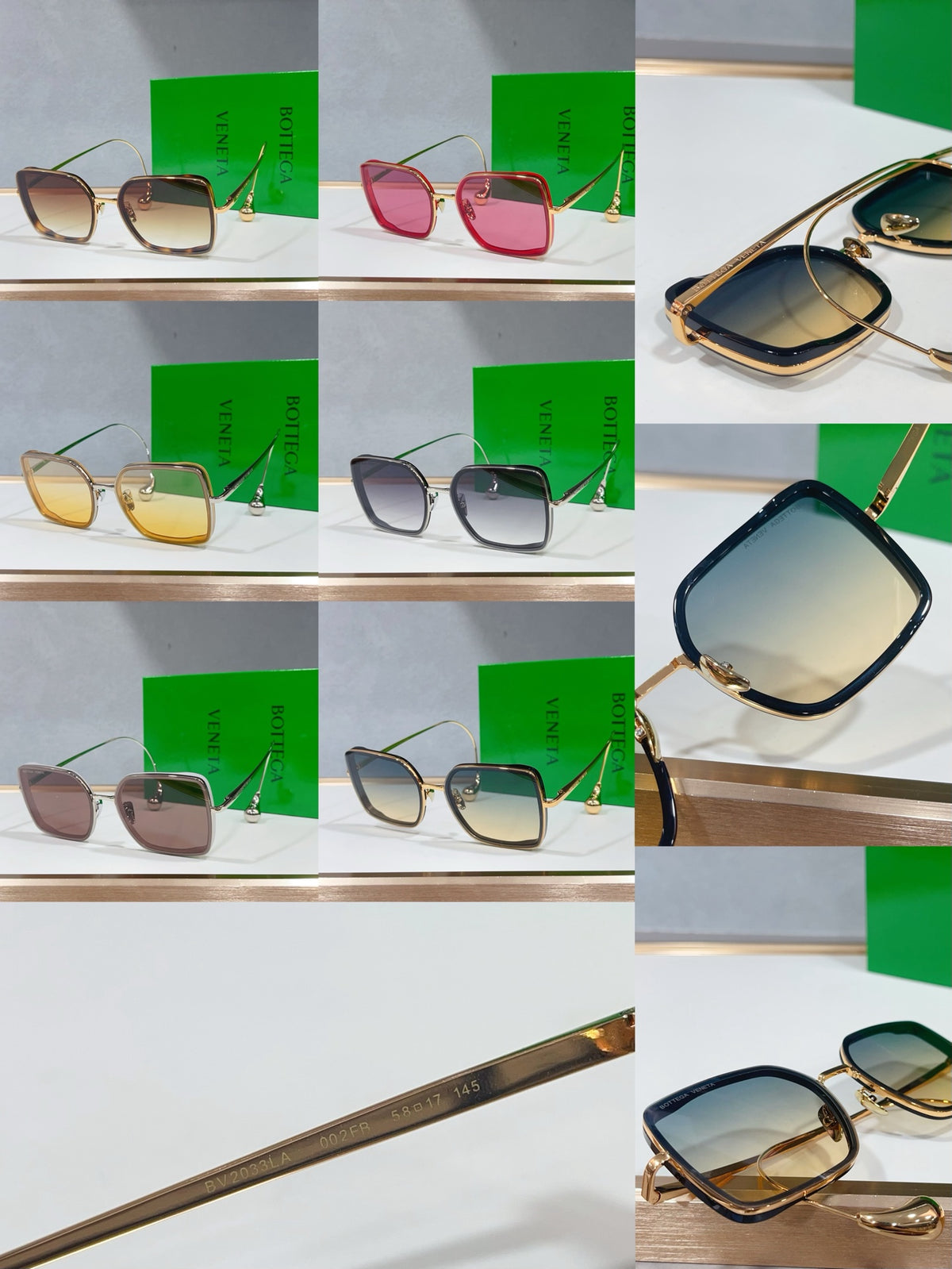 Bottega Veneta BV2033LA Green Designer Sunglasses 58-17-145 mm