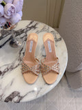 Aquazzura Brown & Rose Gold Designer Shoes EU 35-39