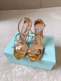Aquazzura Brown & Rose Gold Designer Shoes EU 34-42