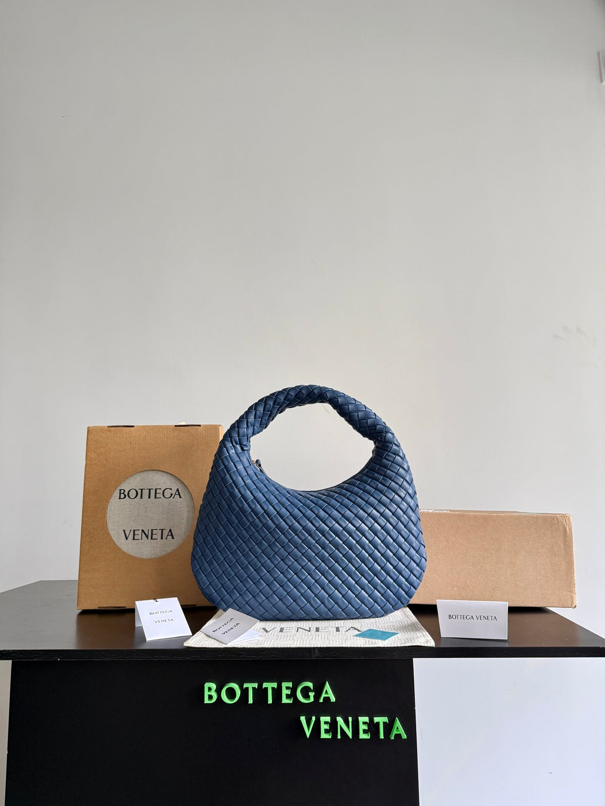 Bottega Veneta Black & Blue Designer Handbag