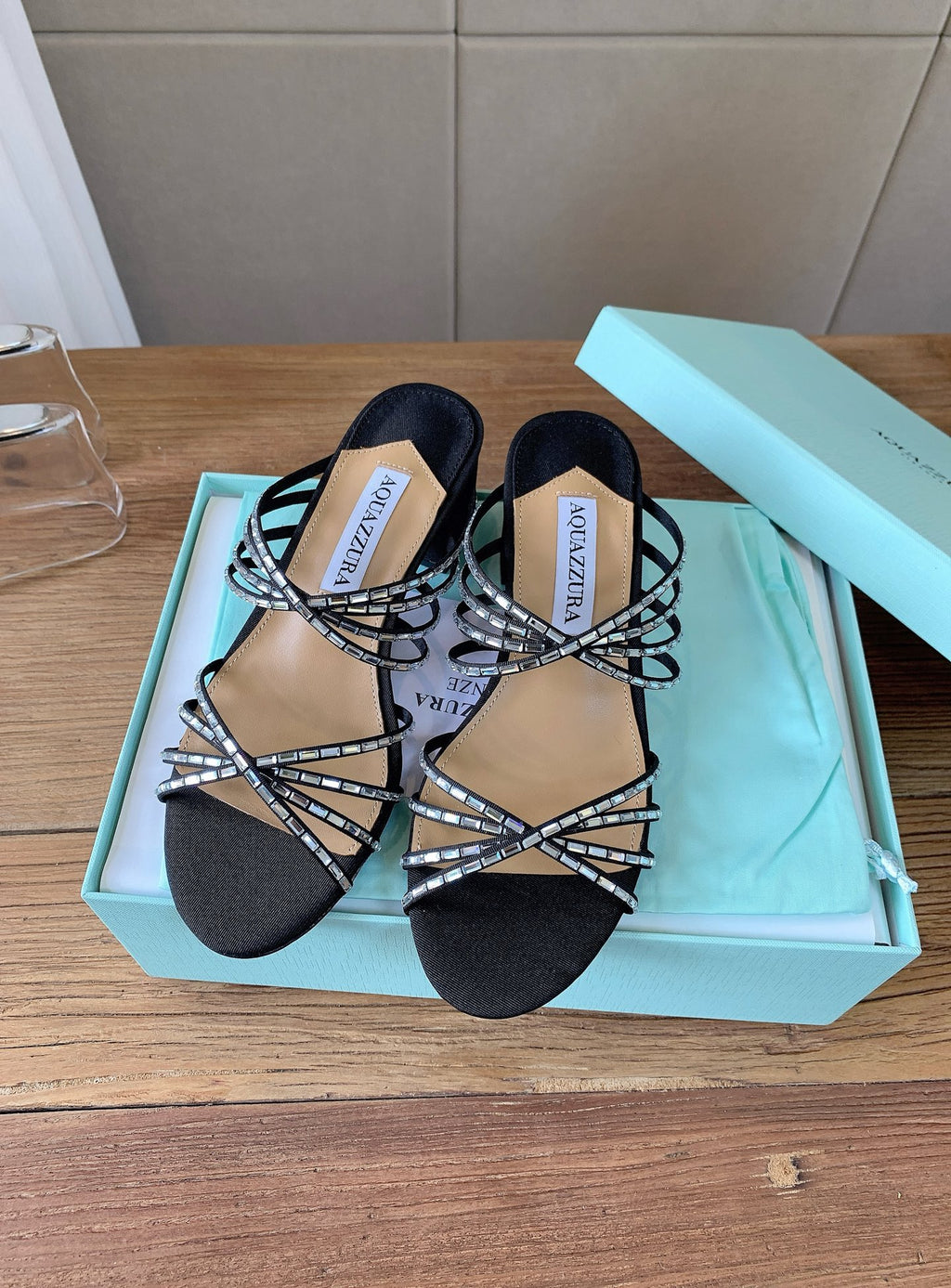 Aquazzura Black & Teal Designer Shoes EU 35-43