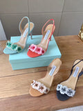 Aquazzura Rose Gold & Teal Designer Shoes EU 35-43
