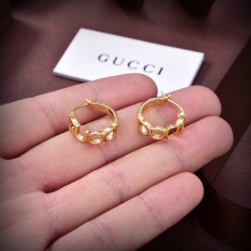 18K Double Gucci Script Earrings