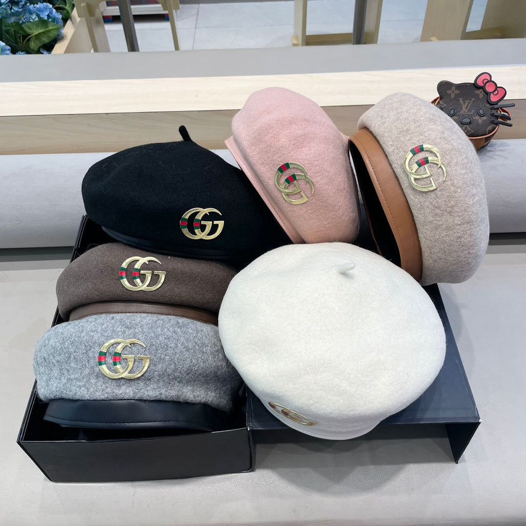 GUCCI BERET HAT IN LIGHT PINK WOOL 406887