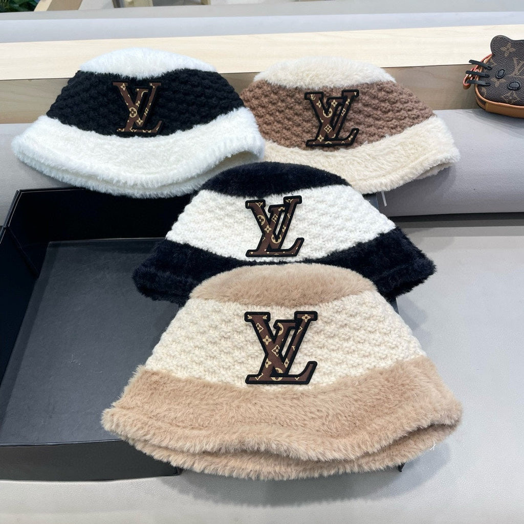 LOUIS VUITTON BUCKET HAT IN WHITE MIX BROWN WOOL 421037
