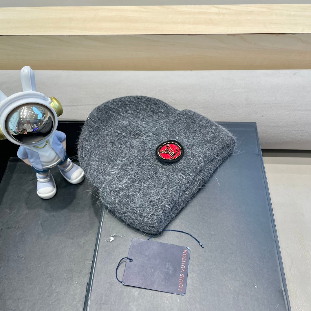 LOUIS VUITTON BEANIE HAT IN GRAY WOOL AND RABBIT FUR 433477