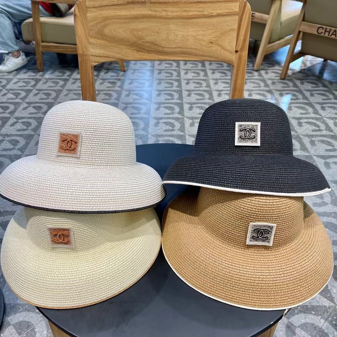 CHANEL STRAW CLOCHE HAT WHITE 672755