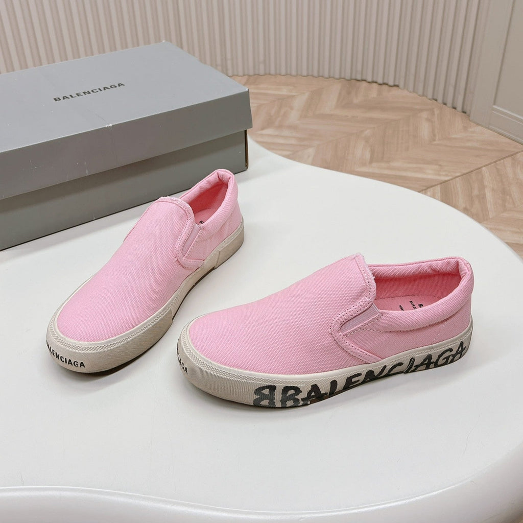 BALENCIAGA SLIP-ON SNEAKERS GRAFFITI IN PINK CANVAS