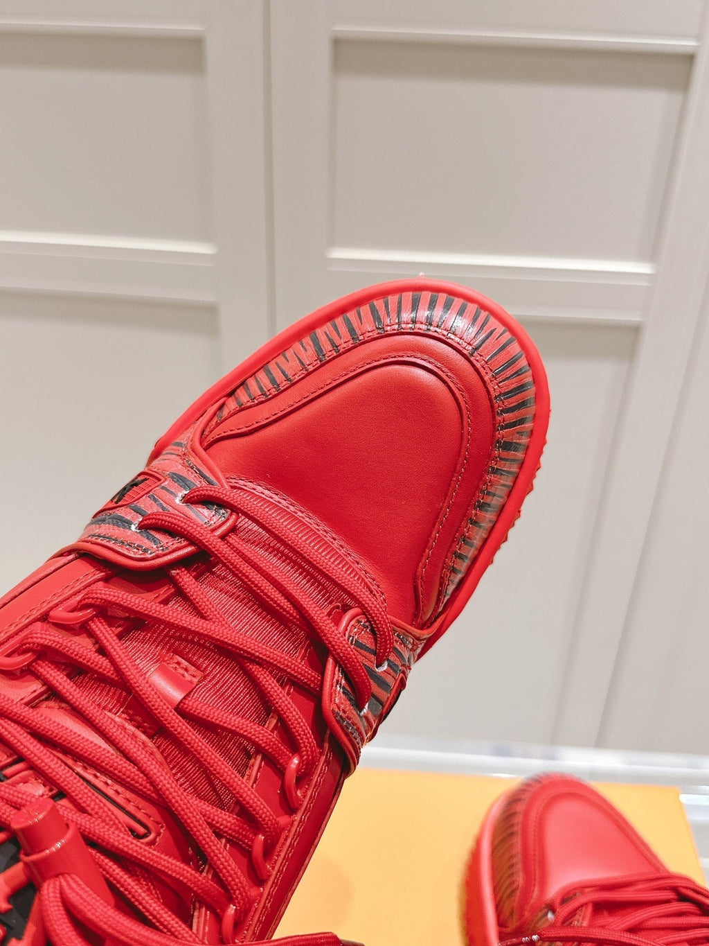 LOUIS VUITTON LV TRAINER MAXI LV X PARK SEO-BO IN RUBY RED CALFSKIN