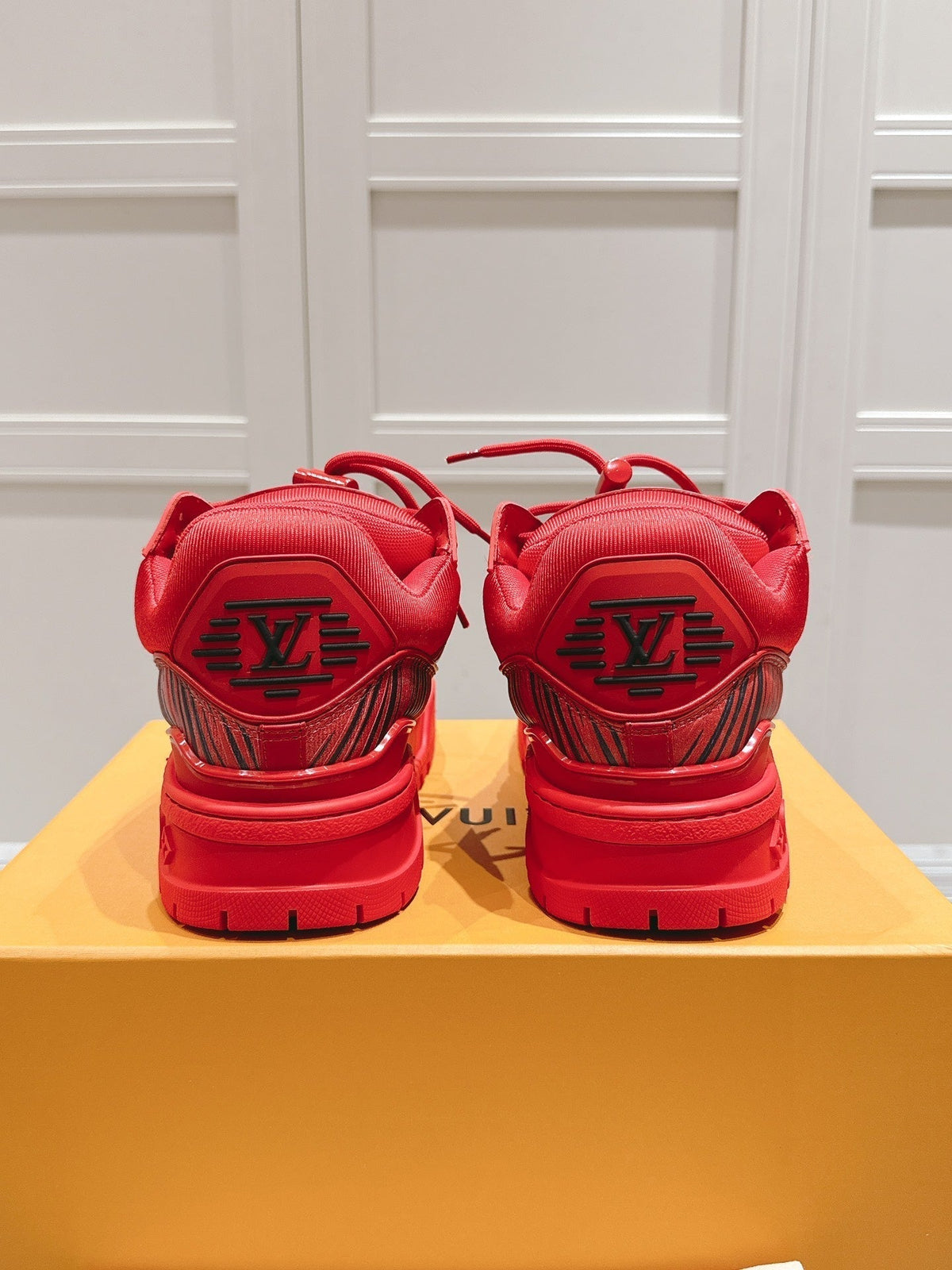 LOUIS VUITTON LV TRAINER MAXI LV X PARK SEO-BO IN RUBY RED CALFSKIN