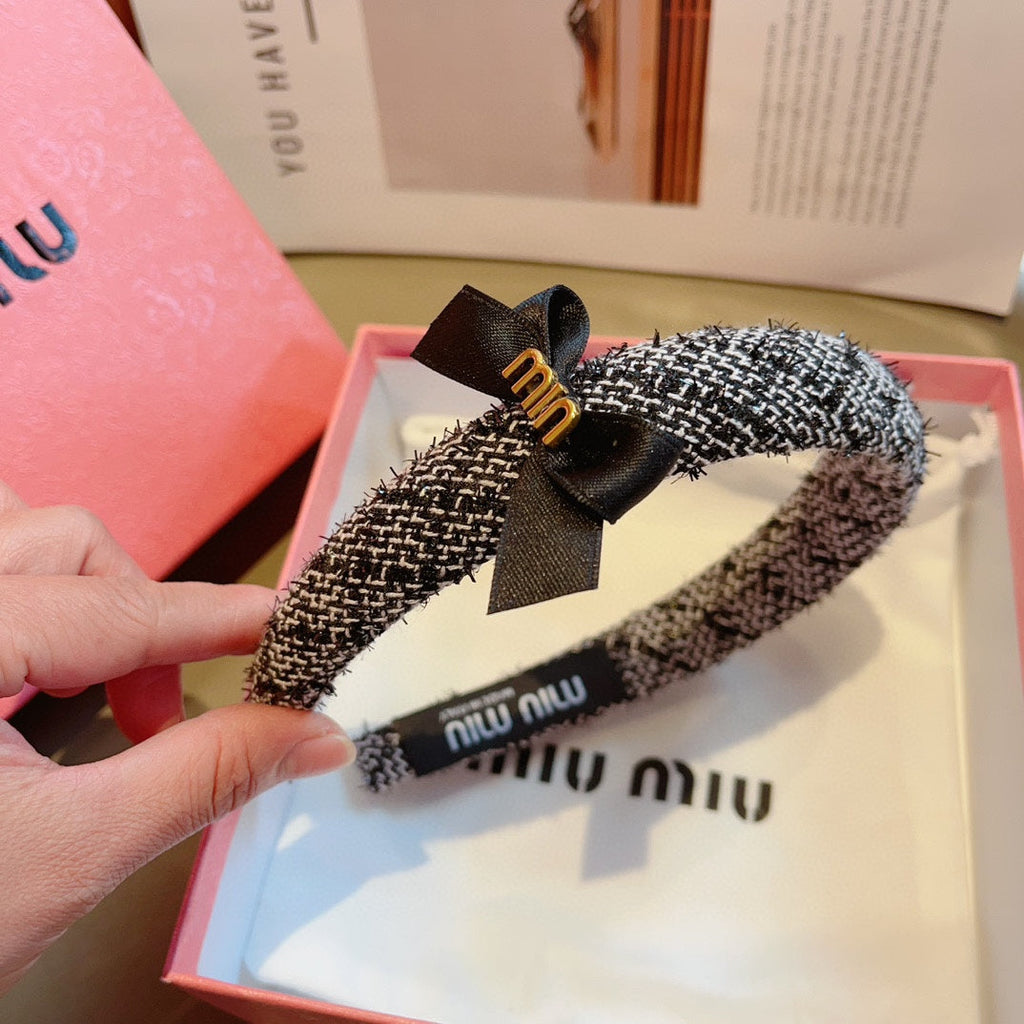 BLACK MIX WHITE HEADBAND TWEED 409371