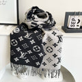 LOUIS VUITTON SUPREME X MONOGRAM 180 CM SCARF IN BLACK WOOL AND CASHMERE 392943
