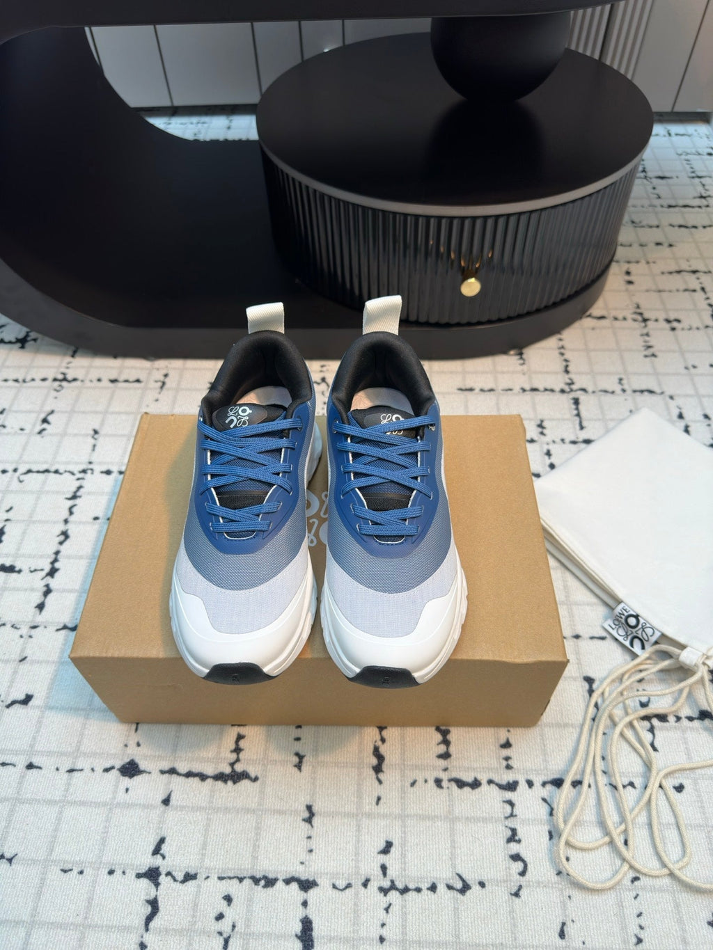 LOEWE CLOUDTILT 2.0 SNEAKER WHITE AND BLUE POLYESTER