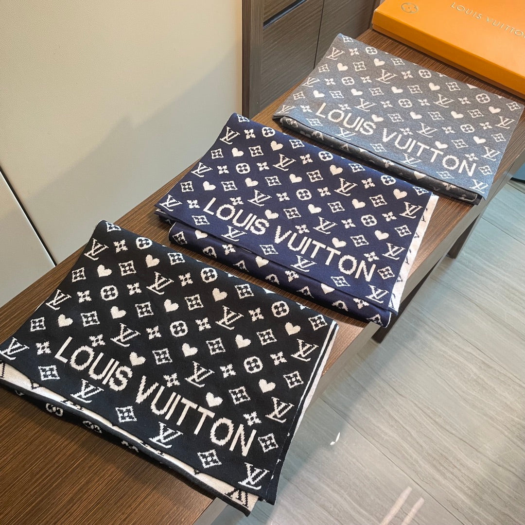 LOUIS VUITTON GAME ON SCARF 180 CM IN MOUSE GRAY CASHMERE 394762