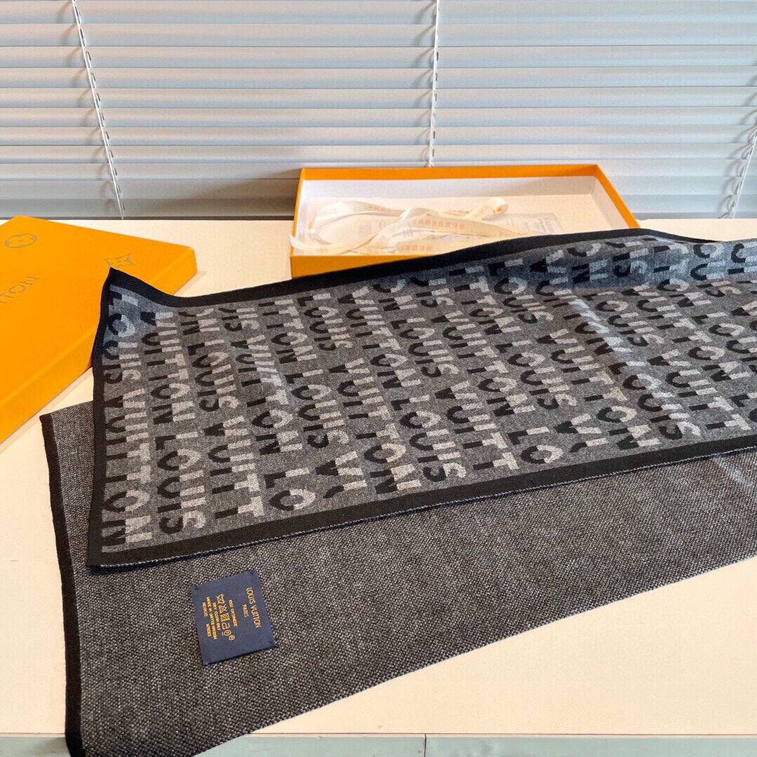 LOUIS VUITTON SCARF 180 CM IN SHADOW GRAY CASHMERE 398518
