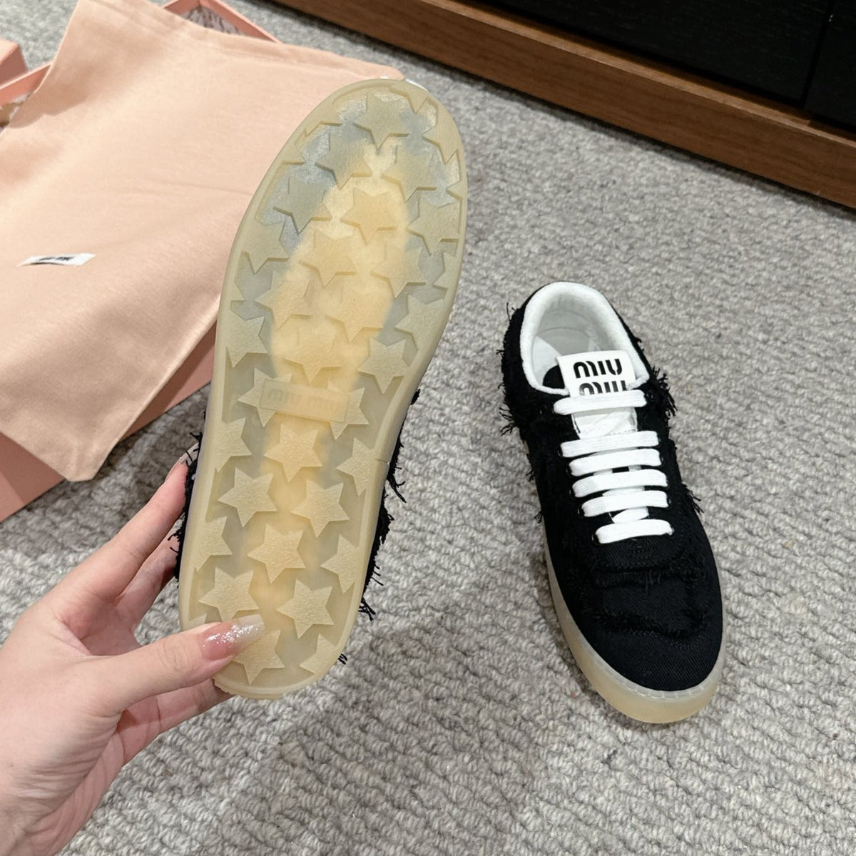 MIU MIU Dexun Sneaker Black Canvas