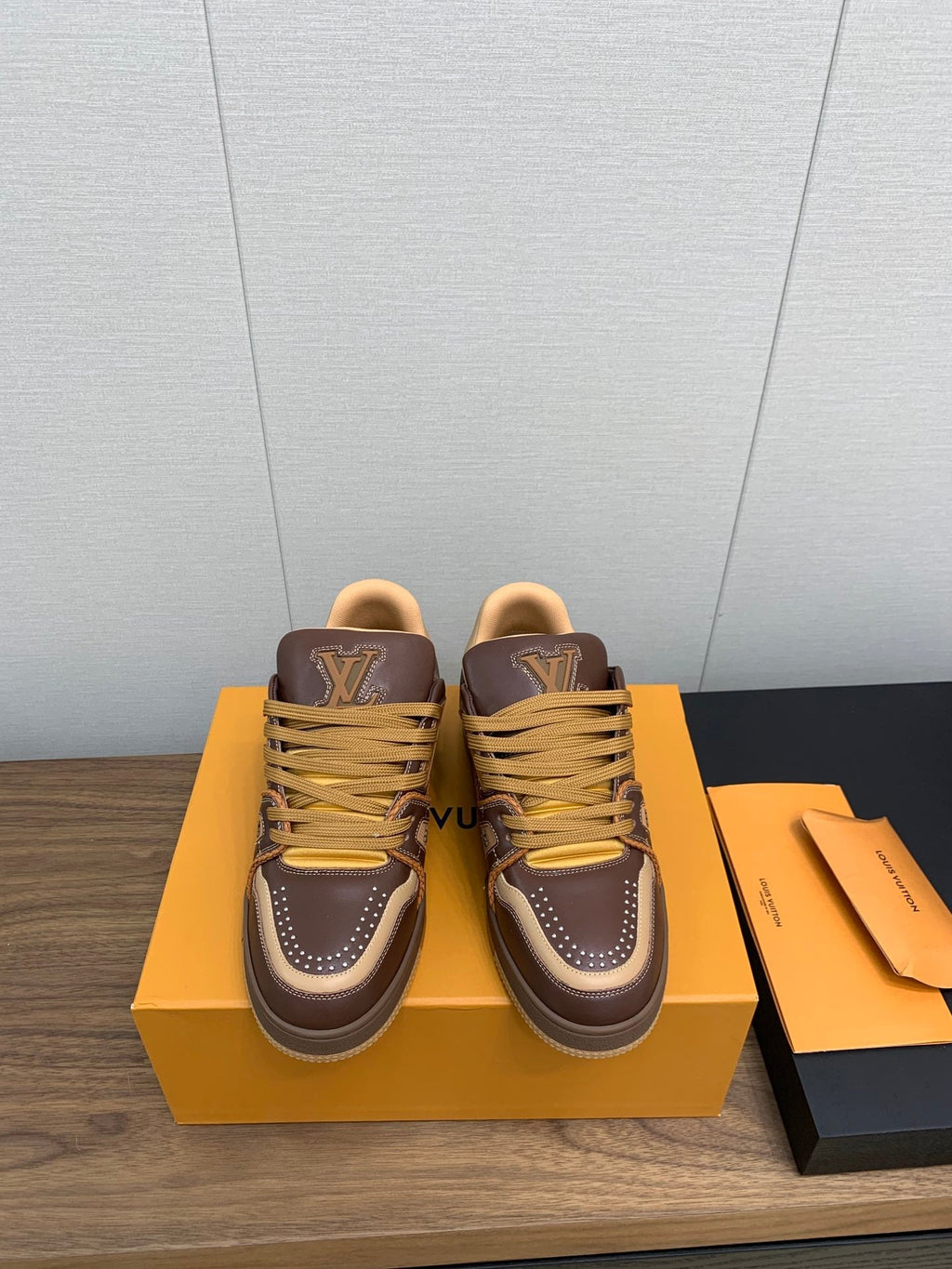 LOUIS VUITTON LV WOMEN'S TRAINER IN MARRON CALFSKIN