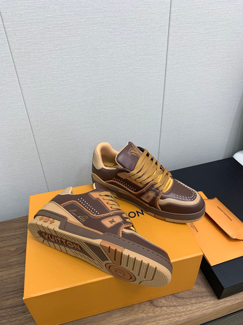 LOUIS VUITTON LV WOMEN'S TRAINER IN MARRON CALFSKIN