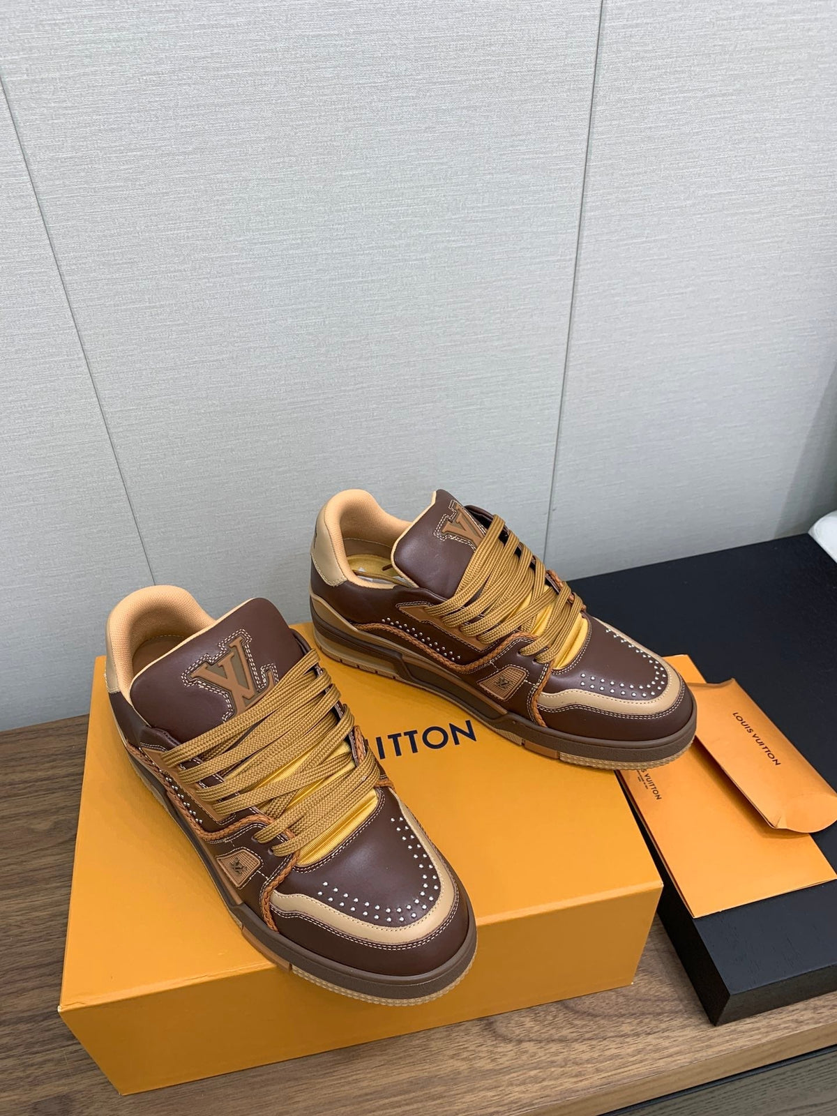 LOUIS VUITTON LV WOMEN'S TRAINER IN MARRON CALFSKIN