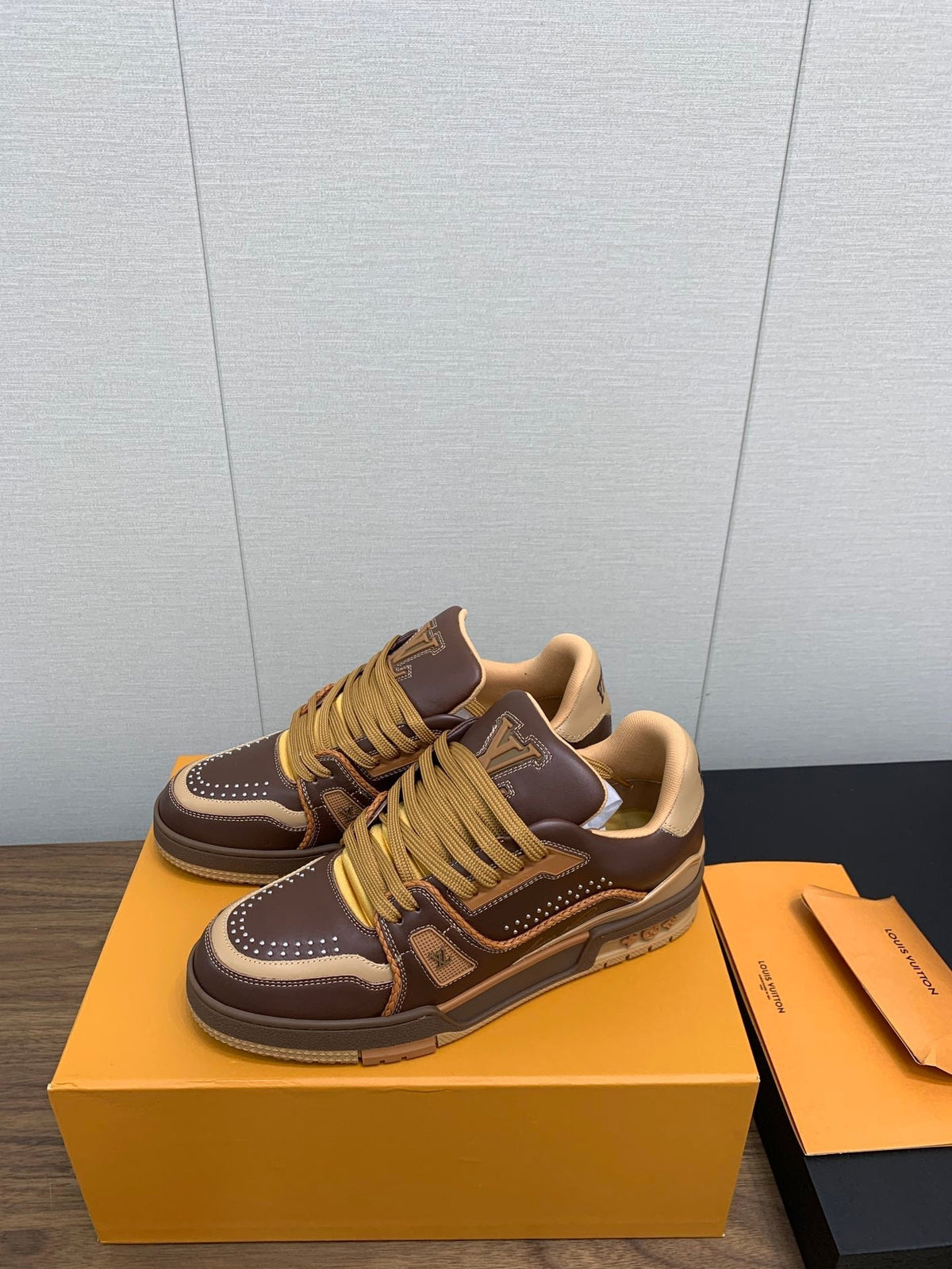 LOUIS VUITTON LV WOMEN'S TRAINER IN MARRON CALFSKIN