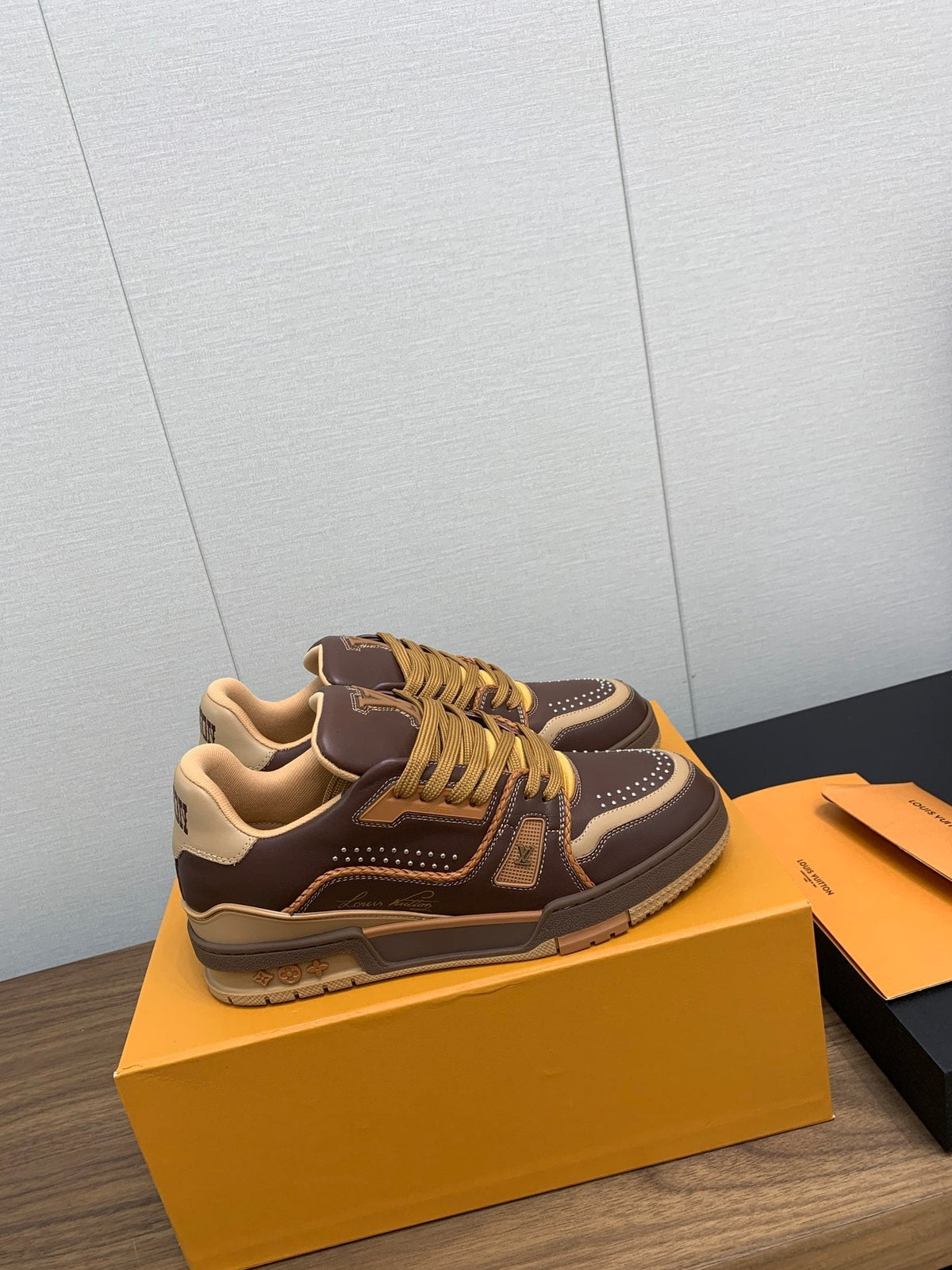 LOUIS VUITTON LV WOMEN'S TRAINER IN MARRON CALFSKIN