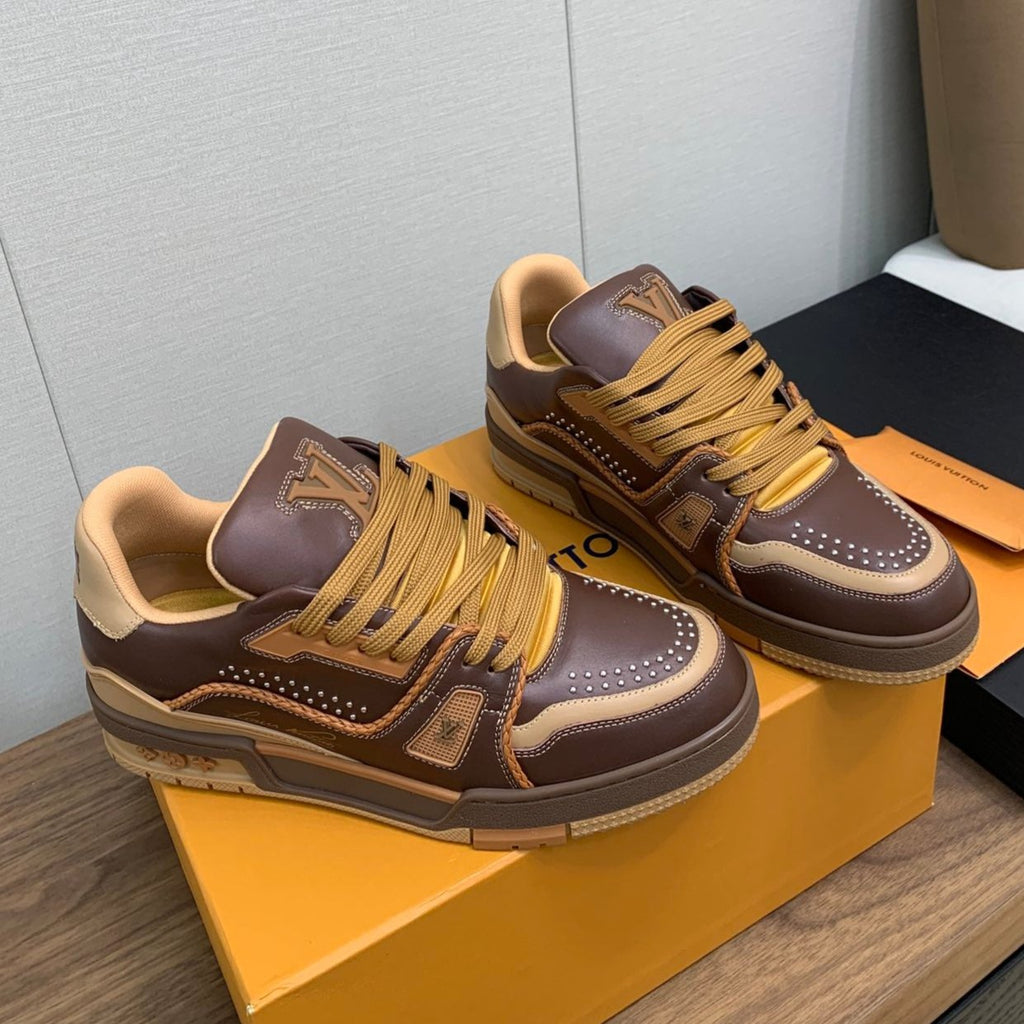 LOUIS VUITTON LV WOMEN'S TRAINER IN MARRON CALFSKIN