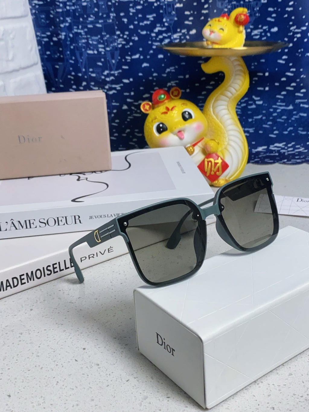 DIOR MONTAIGNE SUNGLASS 560860 IN TAN GREEN ACETATE