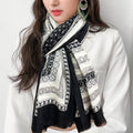 LOUIS VUITTON SCARF 200 CM IN BLACK MIX WHITE CASHMERE 394889