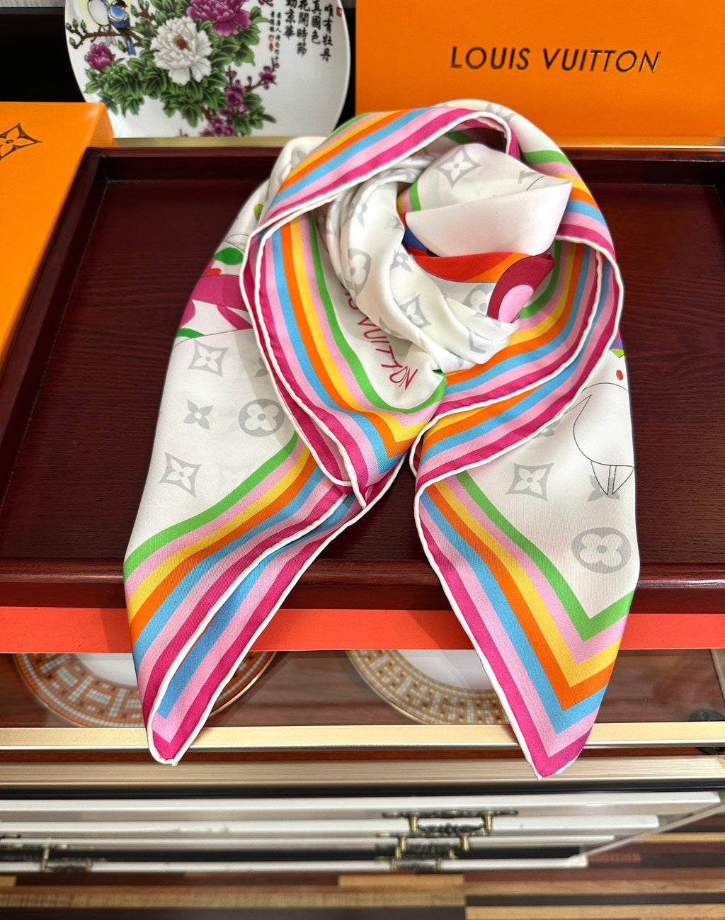 LOUIS VUITTON LV SCARF 90 CM IN SILK 738414
