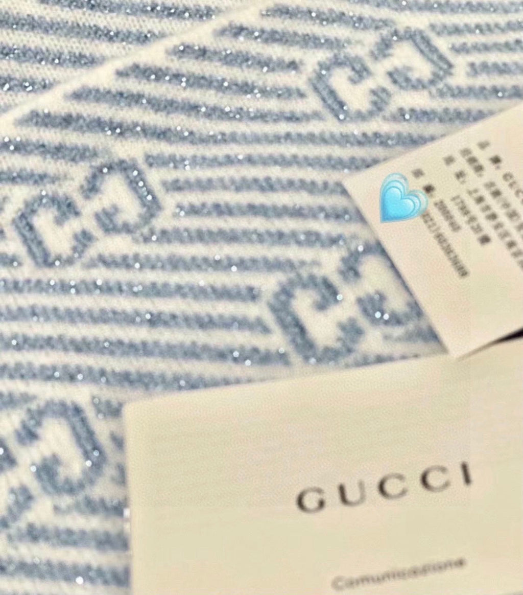 GUCCI SCARF 180 CM IN ELECTRIC BLUE WOOL 405525