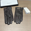 GUCCI TOUCHSCREEN GLOVES IN BLACK LAMBSKIN 440503