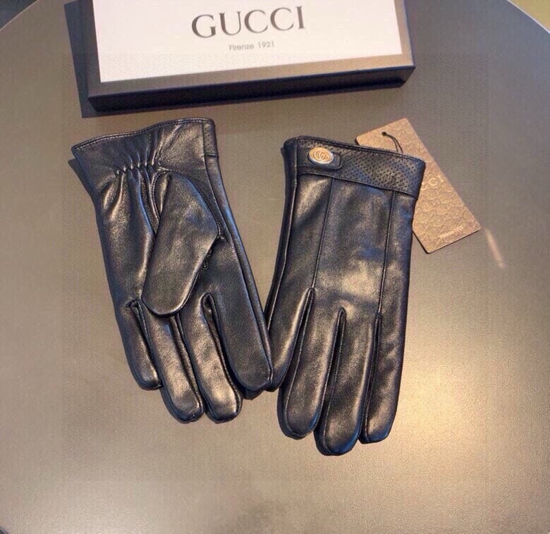 GUCCI GLOVES IN BLACK CALFSKIN AND FLEECE LINING 465014